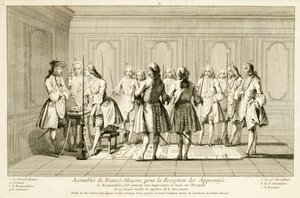 Assembly of Free Masons to Initiate an Apprentice, from The Ceremonies of Religion and Custom, c.1733 by French School