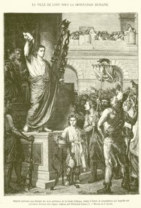 Augustus Presents to the Deputies of the Three Provinces of Celtic Gaul, Assembled in Lyon, the Constitution by Which These Provinces Will Be Governed (engraving) by French School
