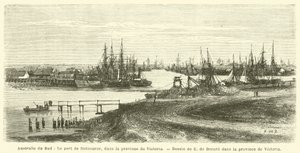 South Australia, The Port of Melbourne, in the Province of Victoria (engraving) by French School
