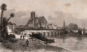 Auxerre - Bourgogne-Franche-Comte - engraving in 
