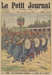 Band of the Algerian tirailleurs marching in the Bastille Day military parade in Paris