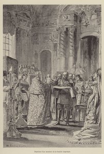 Baptism of a member of the imperial family (engraving) by French School