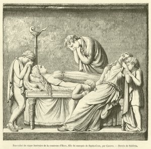 Bas-relief of the funerary stele of the Countess of Haro, daughter of the Marquis of Santa-Cruz by French School