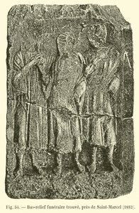 Funerary bas-relief found near Saint-Marcel, 1882 by French School