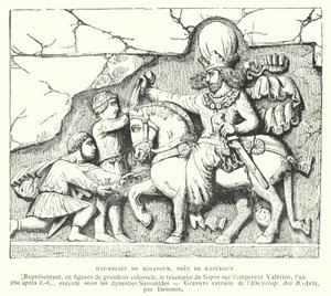 Bas-relief near Kazerun, Iran, depicting the victory of the Sasanian king Shapur I over the Roman Emperor Valerian at the Battle of Edessa, 260