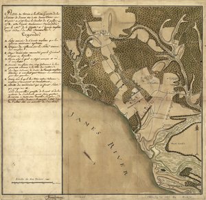 Battle of Green Spring, Map of the Land on the Left Bank of the James River Opposite Jamestown in Virginia Where the Battle of July 6 by French School