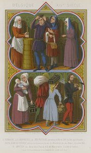 Belgian 14th-Century Depictions of Farmworkers, Bourgeoisie, the Common People and a Mason by French School