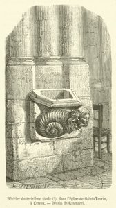 13th Century Holy Water Font, in the Church of Saint-Taurin, Evreux (engraving) by French School