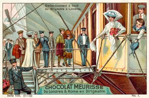 Boarding the Airship in London by French School