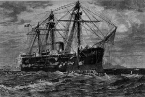 Boat ship attacked by torpedo boats