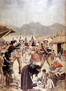 Boer War: Boer women and children in a British concentration camp in the Transvaal by French School