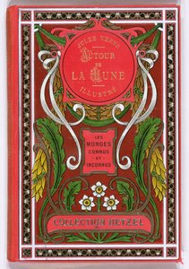 Book Cover of Around the Moon by Jules Verne, editions Hetzel, end of 19th century by French School
