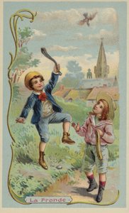 Boy Killing a Bird with a Sling by French School