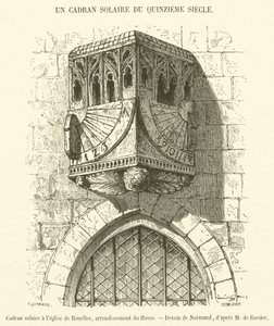 Sundial at the Church of Rouelles, Arrondissement of Le Havre (engraving) by French School
