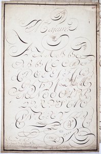 Calligraphy: Plate of capital letters called major batardes, calligraphed on April 5 by French School
