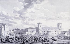 Campaign of Italy: view of the revolt of the city of Paris against the French occupation in May 1796. Anonymous drawing. Paris, Louvre Museum
