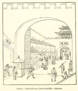 Canton, Kouai-lak-moun, City Gate, Bird Catchers by French School