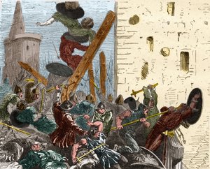 Capture of Carcassonne during the crusade against the Albigensians in August 1209 - Engraving in 