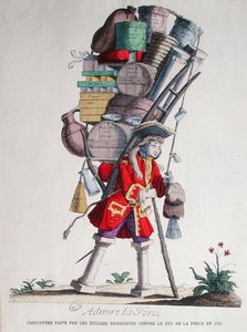 Caricature of Henri Jacques Nompar de Caumont (1675-1726), 5th Duc de la Force, made by the 