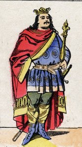 Carolingian Dynasty: Portrait of Charles III Le Gros (839-888) King of the Franks from 881 to 887. Epinal imaging from the end of the 19th century. Private collection. by French School