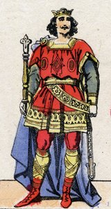 Carolingian dynasty: Portrait of Louis II the Begue (846-879), King of the Franks from 877 to 879. Epinal imaging from the end of the 19th century. Private collection. by French School