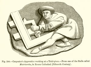 Carpenters Apprentice Working at a Trial-piece by French School