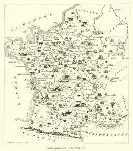 Gastronomic Map of France (engraving) by French School