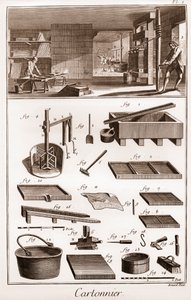Cartonnier - atelier fabrique du carton - The Great Encyclopedie, ou Dictionnaire Raisonne des Sciences, des Arts et des Metiers (Encyclopedia or Dictionary of the Sciences, Arts and Professions) by Denis Diderot and Jean d
