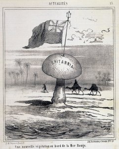 Cartoon: New Vegetation on the Red Sea (British Mushroom Colonizing Egypt) - 01/02/1868 by French School