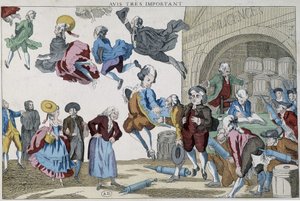 Cartoon on Air Diligences by French School