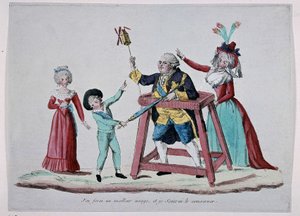 Cartoon on the royal family (Louis XVI and Marie Antoinette with their children) during the French Revolution, circa 1790 - Musee Carnavalet by French School