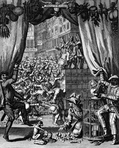Cartoon on the System of John Law, Rue Quincampoix - John Law de Lauriston (1671-1729). Engraving by French School
