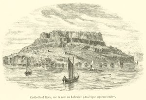 Castle-Reef Rock, on the Coast of Labrador, North America (engraving) by French School