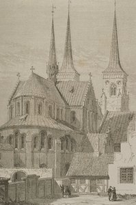 Cathedral in the 1850s, Roskilde, Denmark, from Le Tour du Monde, published in Paris, 1860s by French School