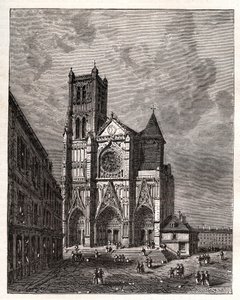 Cathedrale Saint-Etienne de Meaux - Seine-et-Marne - engraving in La France illustree: geographie, histoire, administration statistique by V.A. Malt-Brown. 1884