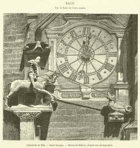 Cathedral of Basel, Saint George (engraving) by French School