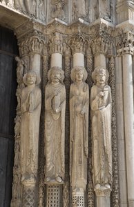 Cathedral of Chartres, Detail of the Fire Right of the Central Bay of the Royal Gate, from Left to Right, a Prophet, King David, a Queen, Solomon by French School