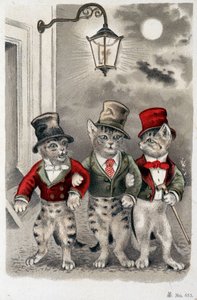 Cats in situation - postcard early 20th century