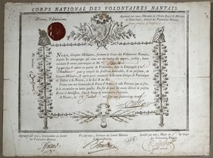 Certificate of Admission to the National Guard of Volunteers of Nantes, 1789 by French School