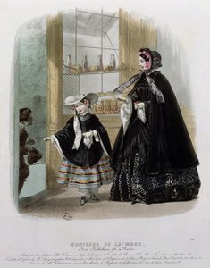 Charity in a patisserie, illustration from Moniteur de la Mode, 1852 by French School
