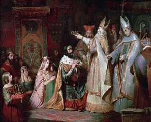 Charlemagne (747-814) Crowned King of Italy in 774 by French School