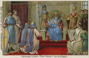 Charlemagne Founding the Palatine School at Aachen, Late 8th Century by French School