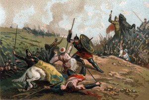 Charles Martel stopped the invasion and killed the leader of the army of Abd al-Rahman I, leader of the Saracens by French School