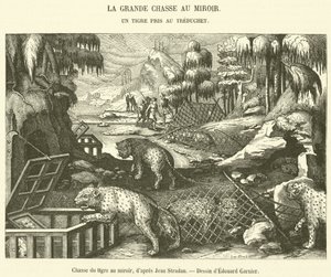 Tiger Hunt with Mirror (engraving) by French School