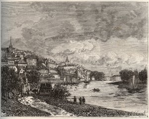 Chateau-Gontier - Mayenne en region Pays de la Loire - engraving in La France illustree: geography, history, administration statistique by V.-A. Malt-Brown