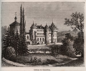 Chateau de Chastellux - Chastellux sur cure, Burgundy - engraving in 