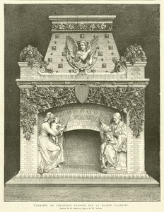 Ceramic Chimney Exhibited by the Loebnitz House, Drawing by M Sedille, Figure by M Aller by French School