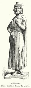 Childebert, Painted statue from the Louvre Museum by French School