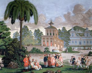 Chinoiserie - wallpaper in the Hotel de Plouer in Saint Malo by French School