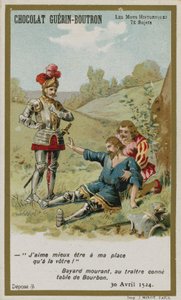 Chocolat Guerin-Boutron Trade Card, Historic Words Series by French School